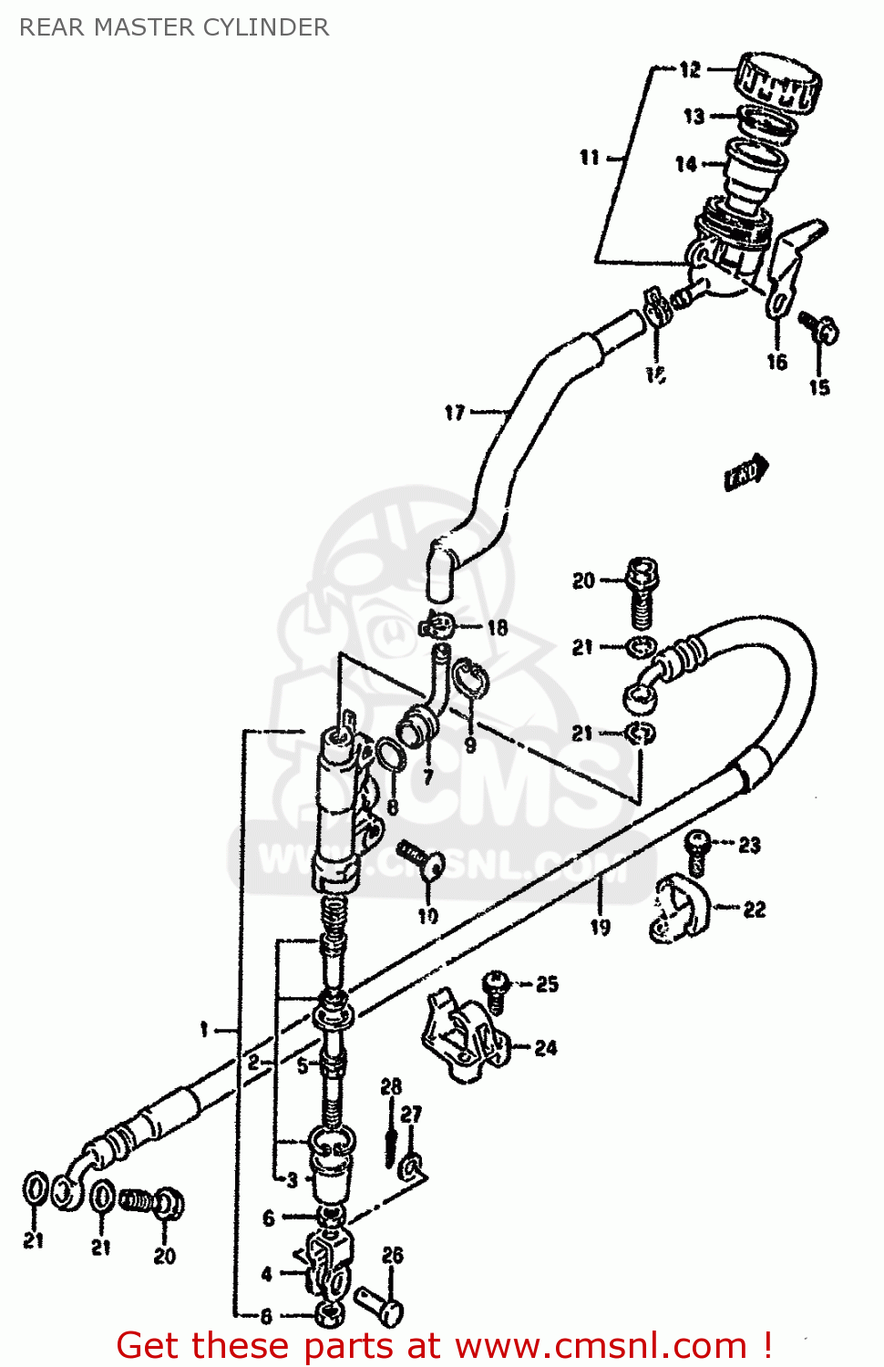 REAR MASTER CYLINDER DR350S 1992 (N) (E02 E04 E15 E16 E17 E21 E22 E24 E25 E34 E39 E94