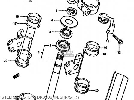 STEERING STEM (DR350SHN/SHP/SHR) - DR350S 1992 (N) (E02 E04 E15 E16 E17 E21 E22 E24 E25 E34 E39 E94