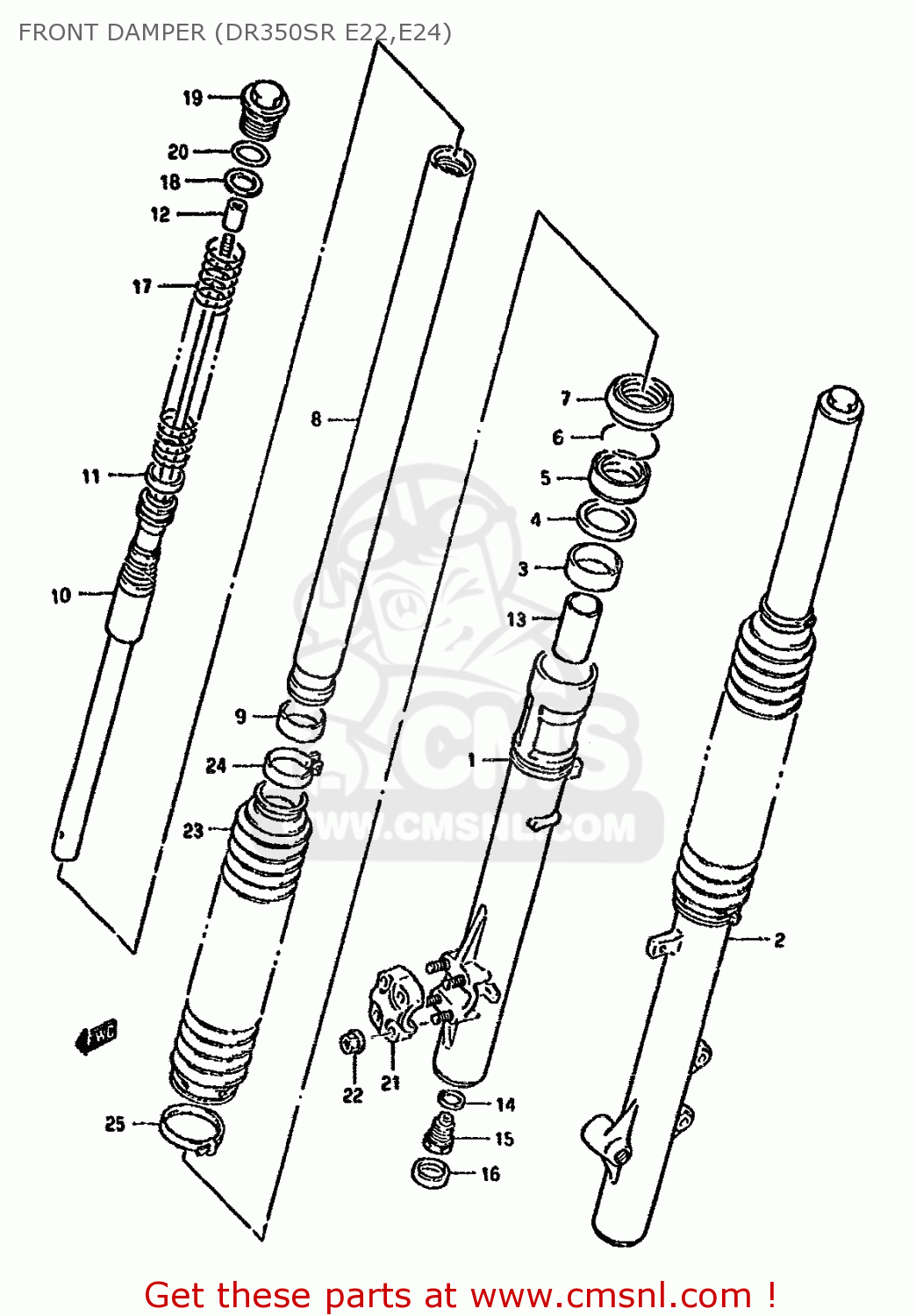 FRONT DAMPER (DR350SR E22,E24) DR350S 1993 (P) (E02 E04 E21 E22 E24 E25 E34 E39 E94)