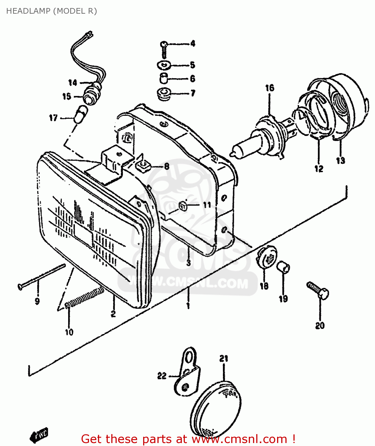 HEADLAMP (MODEL R) DR350S 1994 (R) (E02 E04 E18 E21 E22 E24 E34 E39 E94)