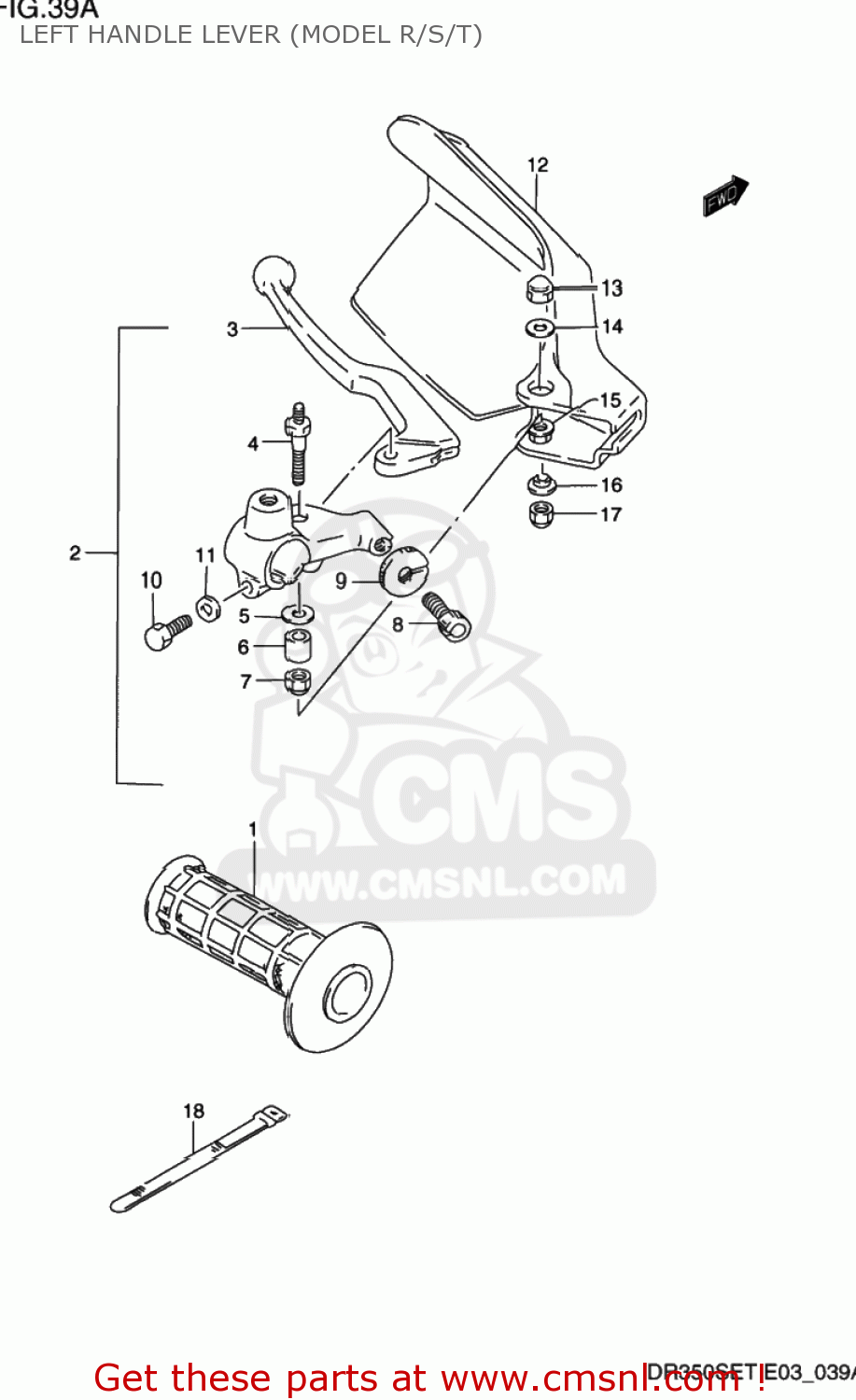LEFT HANDLE LEVER (MODEL R/S/T) DR350SE 1990 (L) USA (E03)