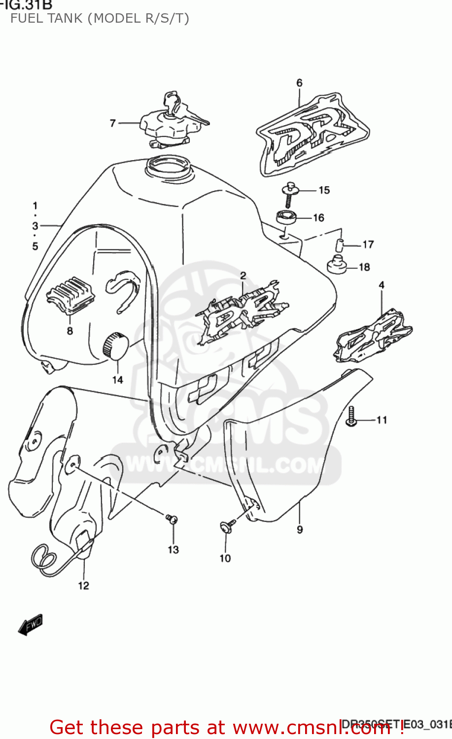 FUEL TANK (MODEL R/S/T) DR350SE 1991 (M) USA (E03)