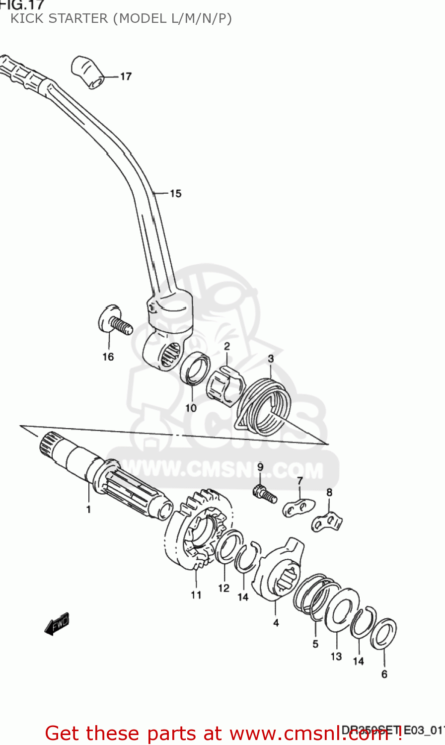 KICK STARTER (MODEL L/M/N/P) DR350SE 1991 (M) USA (E03)