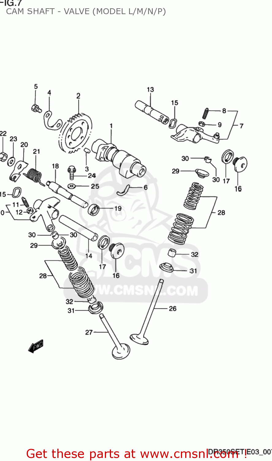 Suzuki DR350SE 1992 (N) USA (E03) CAM SHAFT - VALVE (MODEL L/M/N/P ...