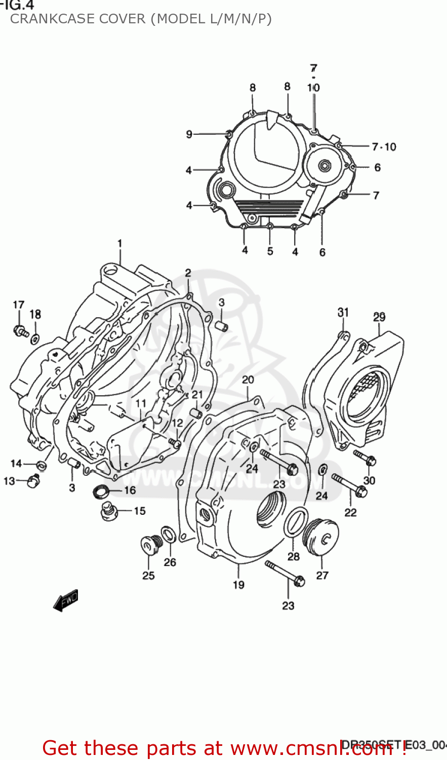 CRANKCASE COVER (MODEL L/M/N/P) DR350SE 1992 (N) USA (E03)