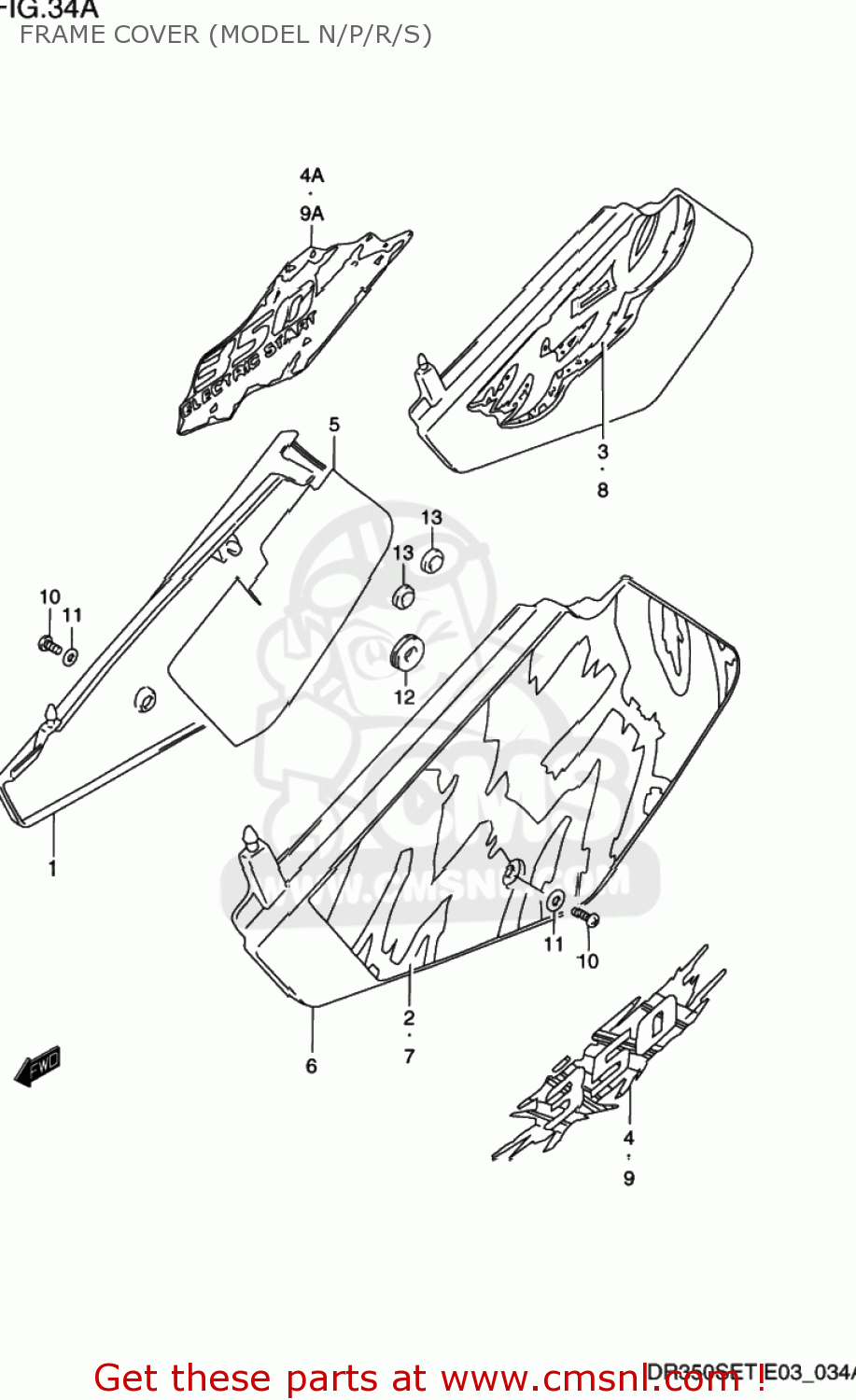 FRAME COVER (MODEL N/P/R/S) DR350SE 1992 (N) USA (E03)