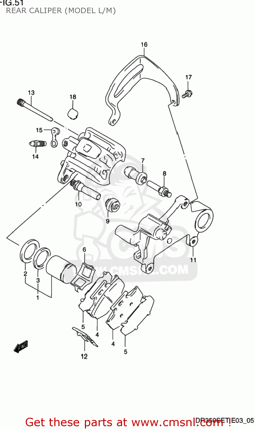REAR CALIPER (MODEL L/M) DR350SE 1993 (P) USA (E03)