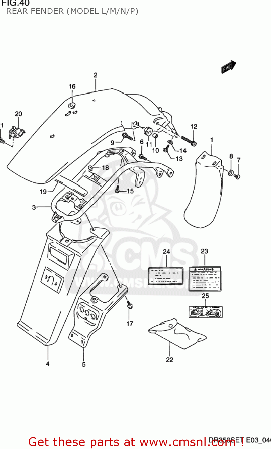 REAR FENDER (MODEL L/M/N/P) DR350SE 1993 (P) USA (E03)