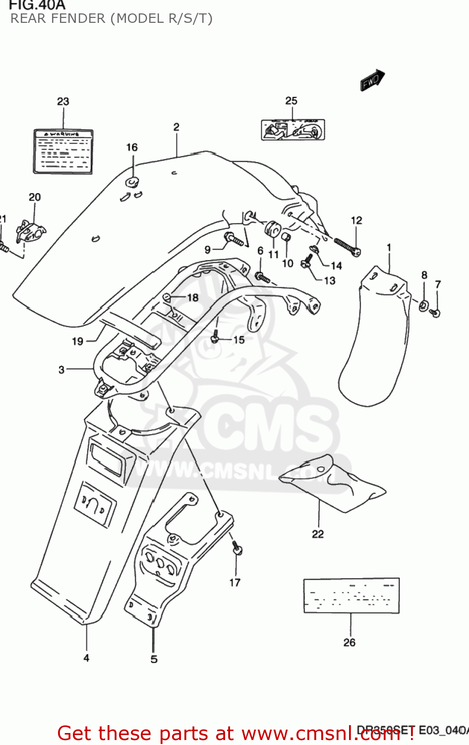 REAR FENDER (MODEL R/S/T) DR350SE 1993 (P) USA (E03)