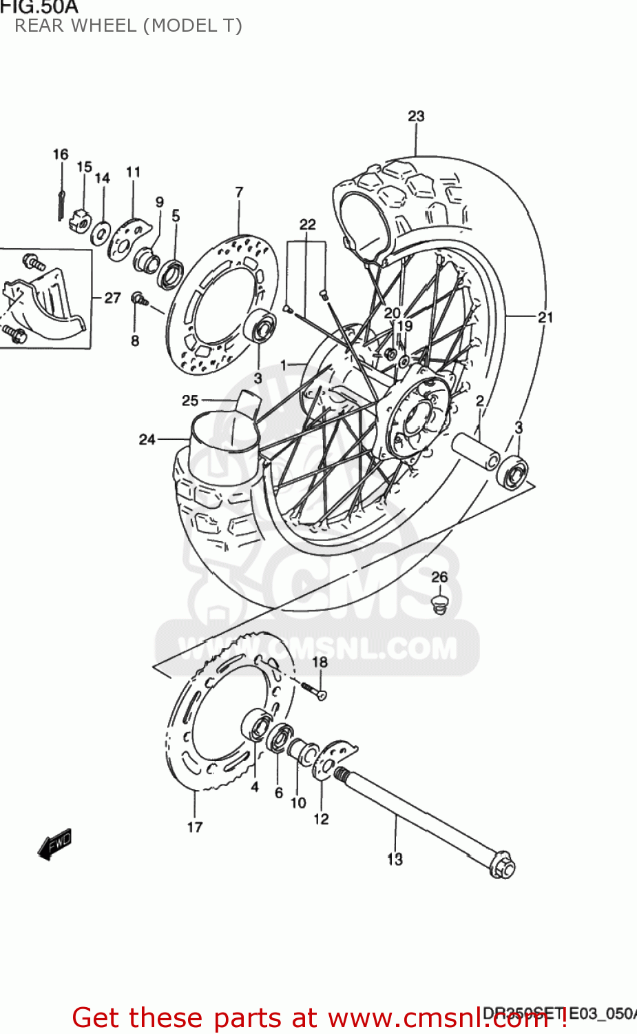 REAR WHEEL (MODEL T) DR350SE 1993 (P) USA (E03)