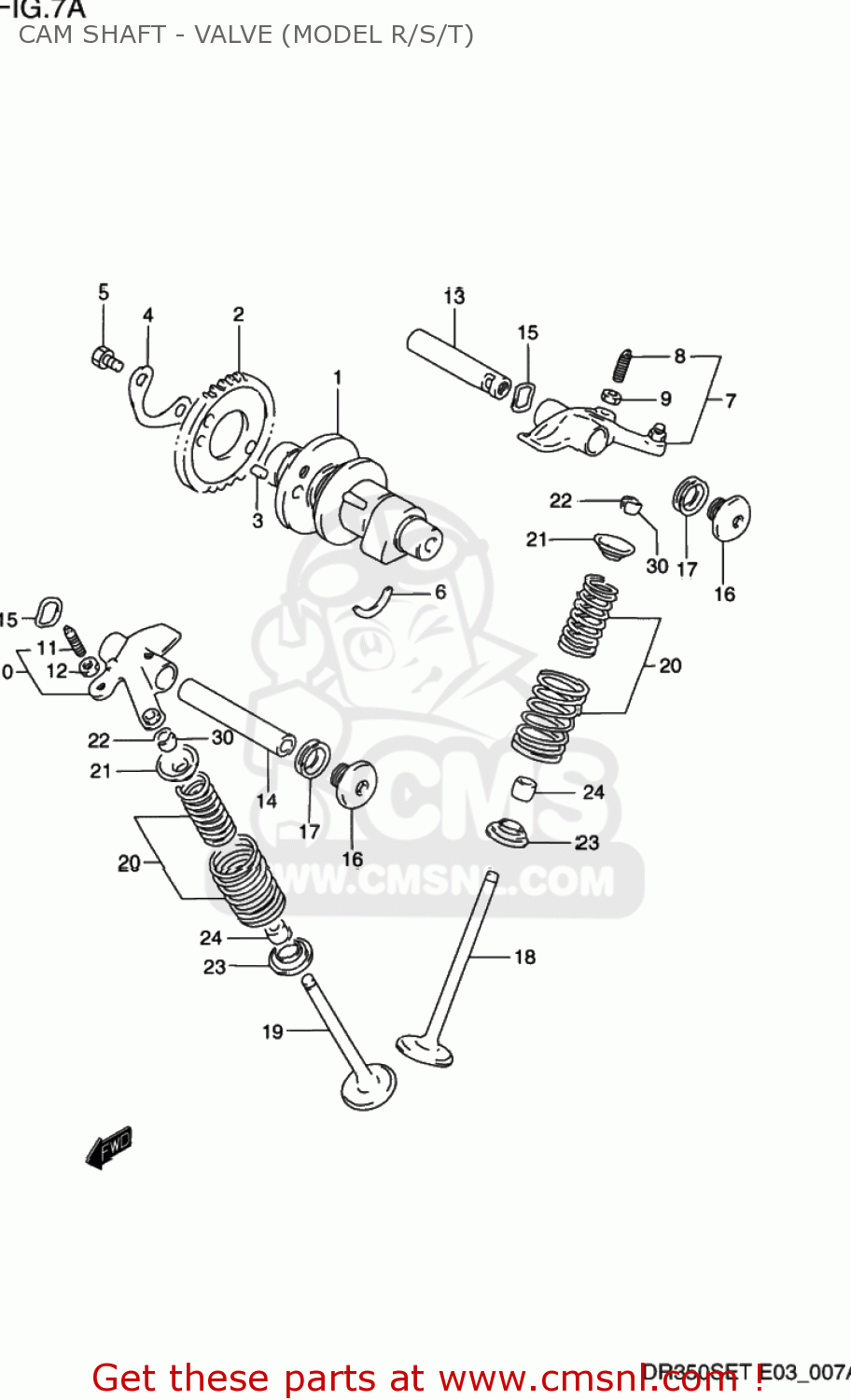 CAM SHAFT - VALVE (MODEL R/S/T) DR350SE 1994 (R) USA (E03)