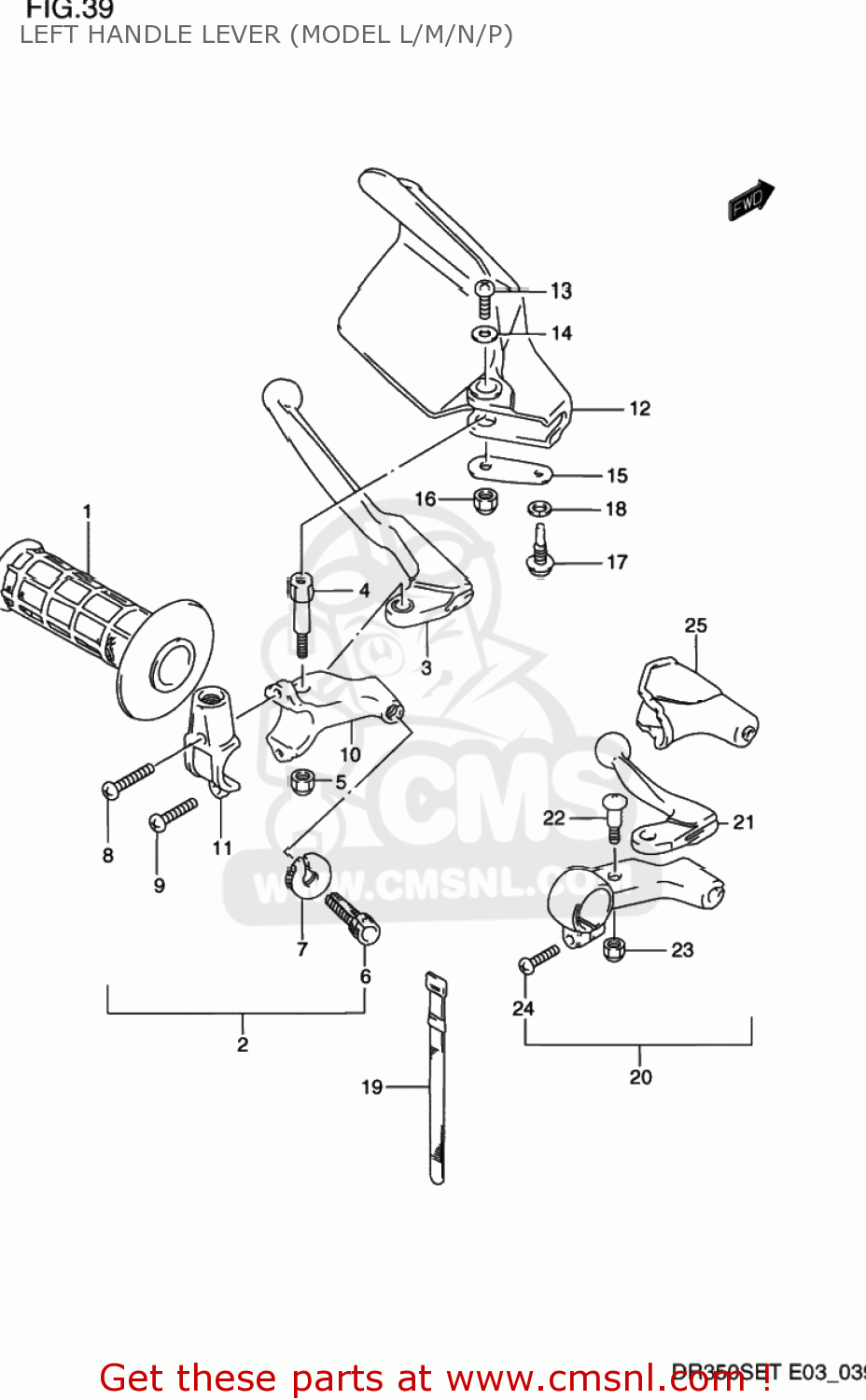 LEFT HANDLE LEVER (MODEL L/M/N/P) DR350SE 1994 (R) USA (E03)