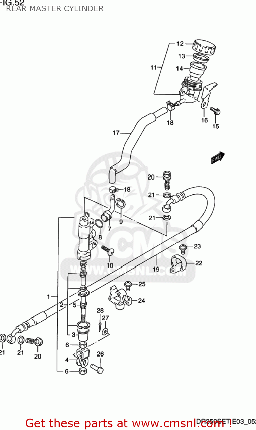 REAR MASTER CYLINDER DR350SE 1994 (R) USA (E03)