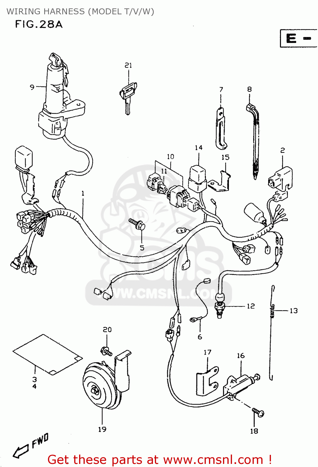 WIRING HARNESS (MODEL T/V/W) DR350SE 1994 (R)