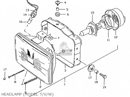 HEADLAMP (MODEL T/V/W) - DR350SE 1994 (R)