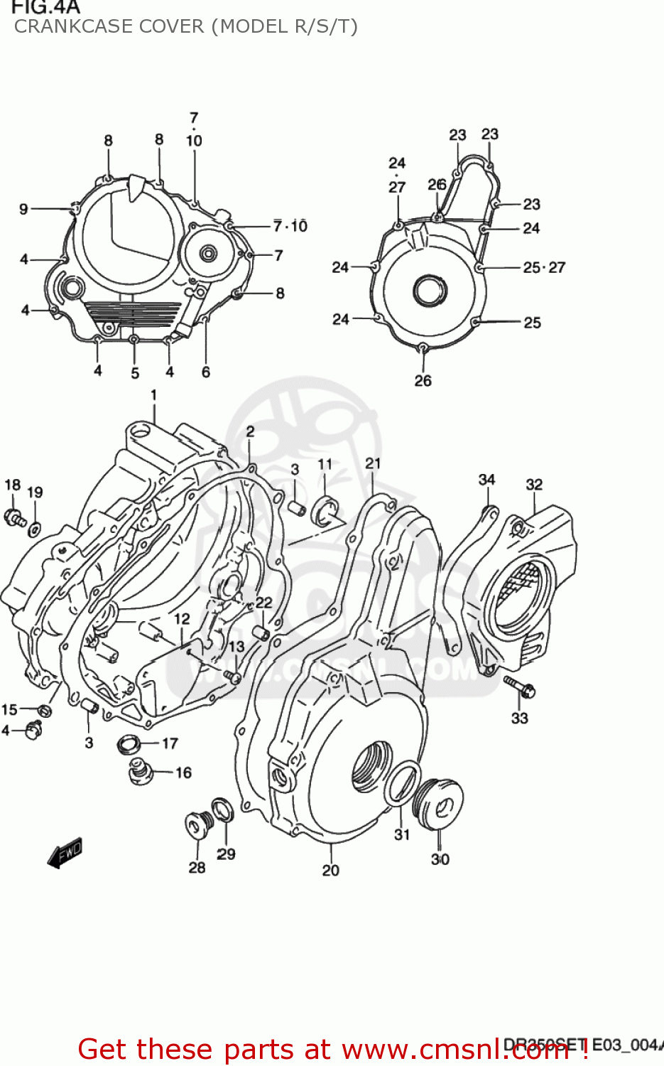 CRANKCASE COVER (MODEL R/S/T) DR350SE 1995 (S) USA (E03)