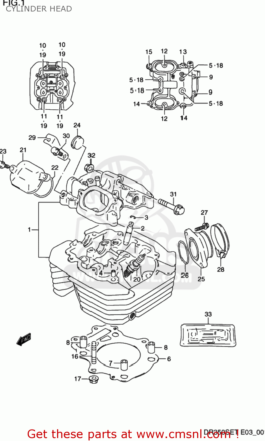 CYLINDER HEAD DR350SE 1995 (S) USA (E03)