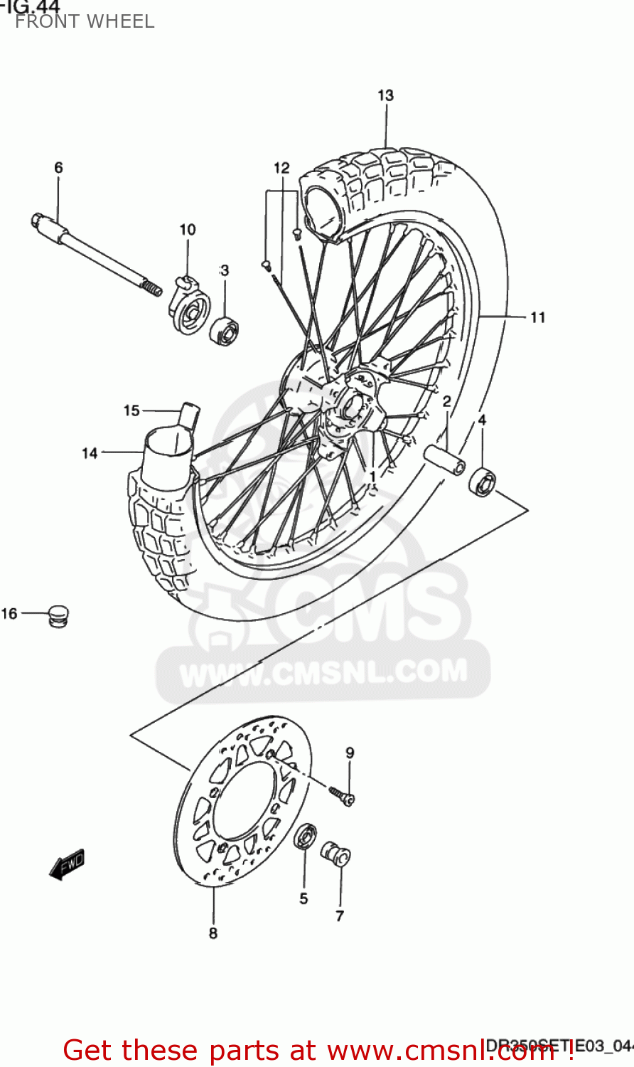 FRONT WHEEL DR350SE 1995 (S) USA (E03)