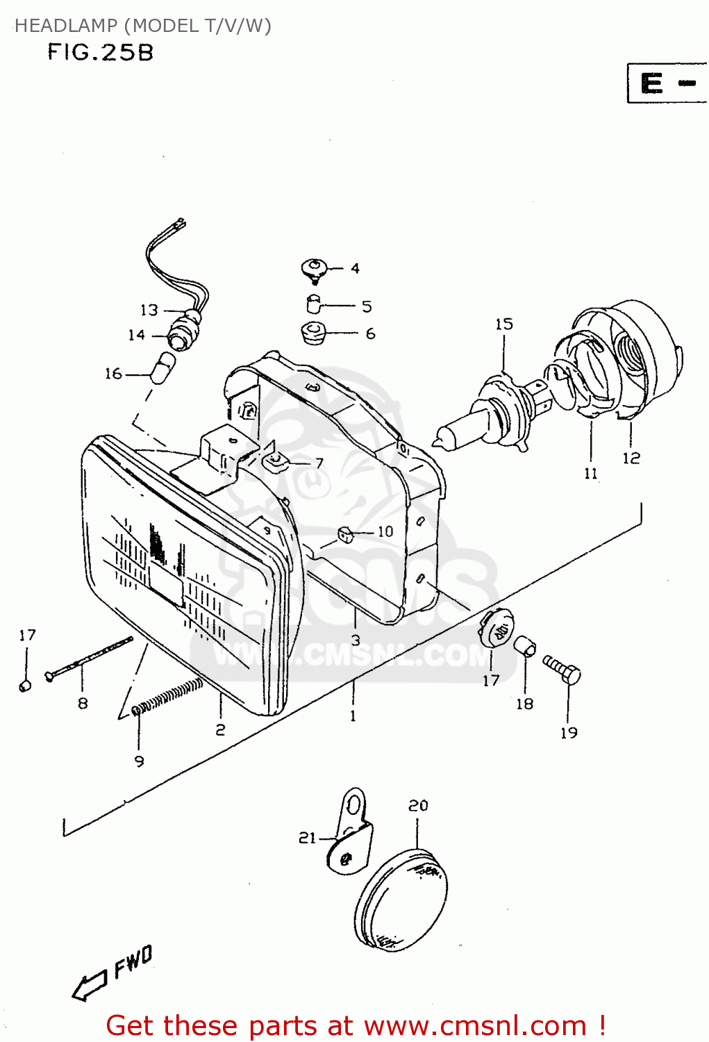 HEADLAMP (MODEL T/V/W) DR350SE 1995 (S)