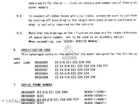 * CATALOG PREFACE * - DR350SE 1995 (S)