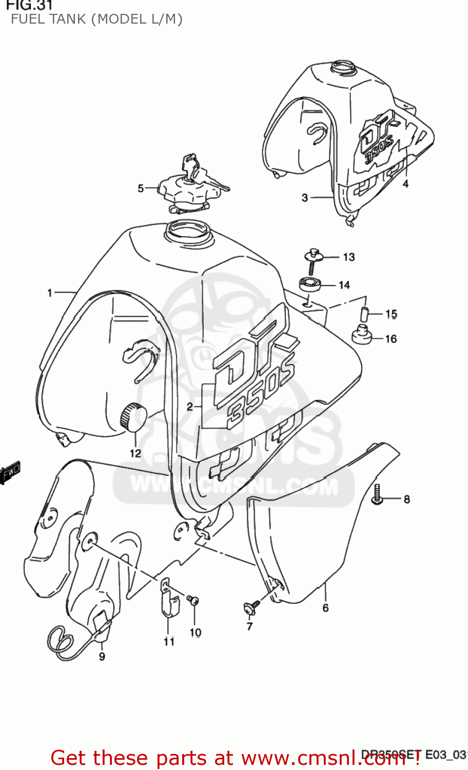 FUEL TANK (MODEL L/M) DR350SE 1996 (T) USA (E03)