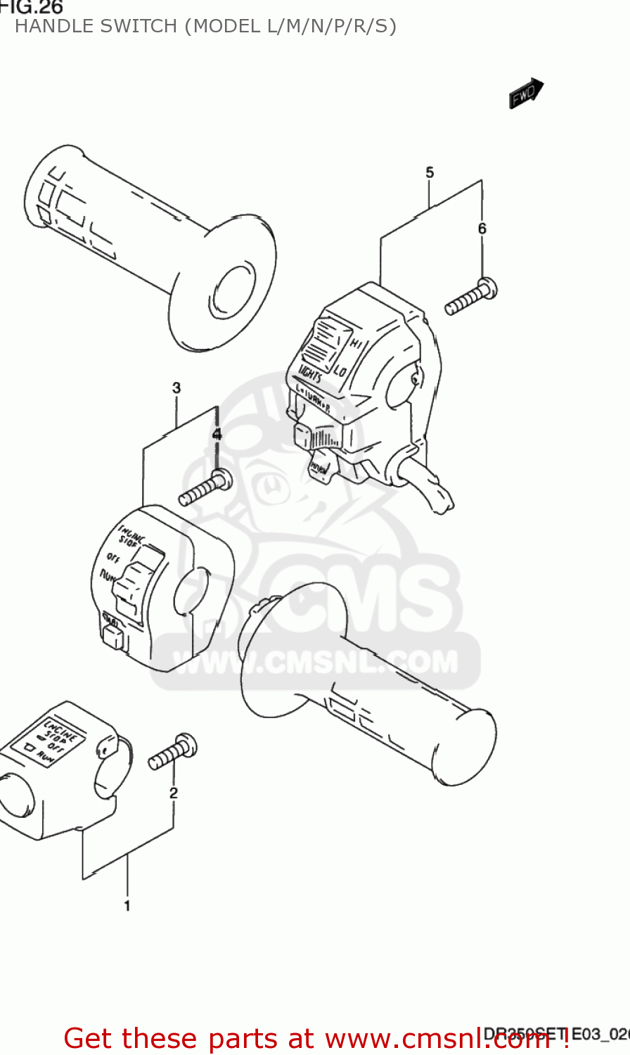 HANDLE SWITCH (MODEL L/M/N/P/R/S) DR350SE 1996 (T) USA (E03)