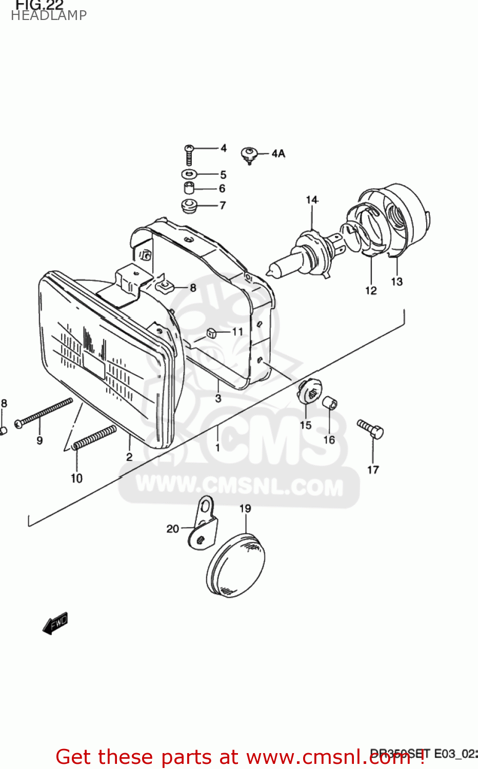 HEADLAMP DR350SE 1996 (T) USA (E03)