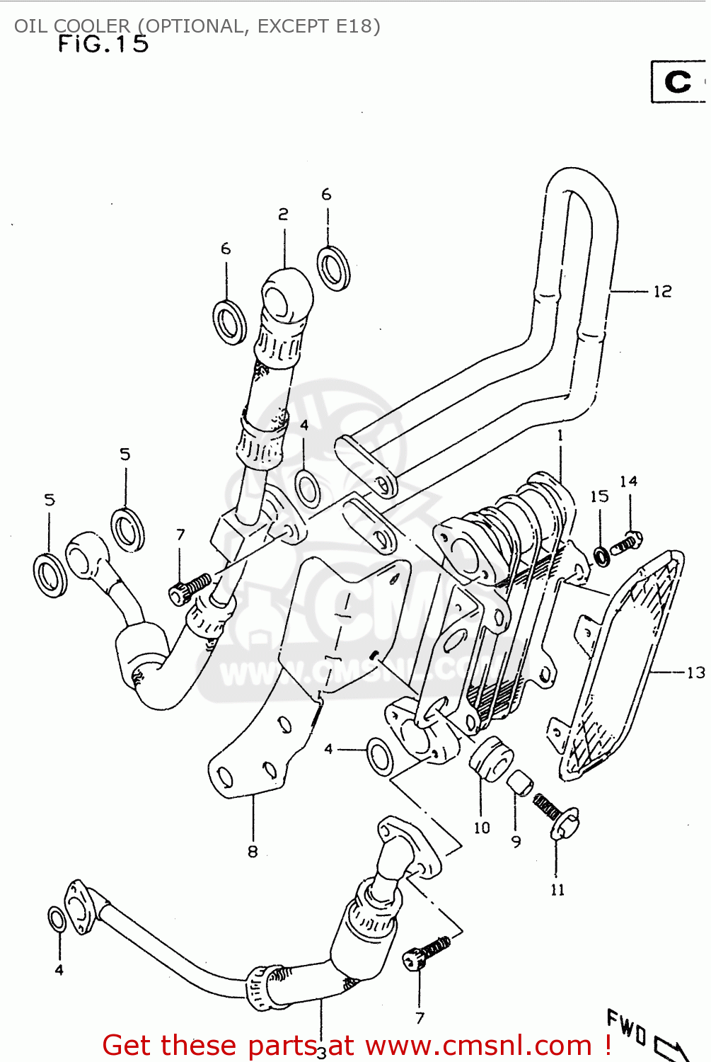 OIL COOLER (OPTIONAL, EXCEPT E18) DR350SE 1996 (T)