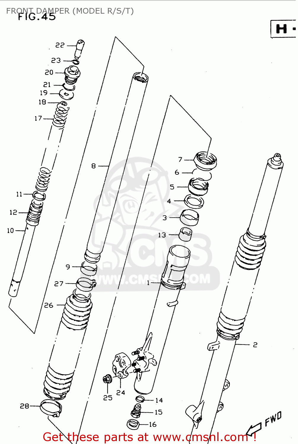FRONT DAMPER (MODEL R/S/T) DR350SE 1996 (T)