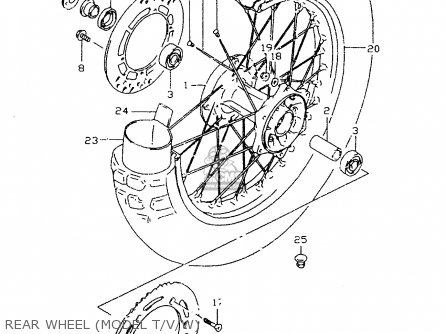 REAR WHEEL (MODEL T/V/W) - DR350SE 1996 (T)