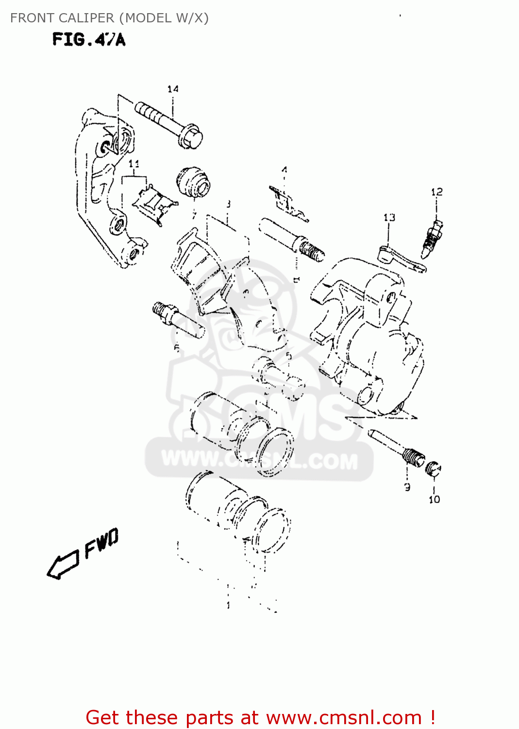 FRONT CALIPER (MODEL W/X) DR350SE 1997 (V) USA (E03)