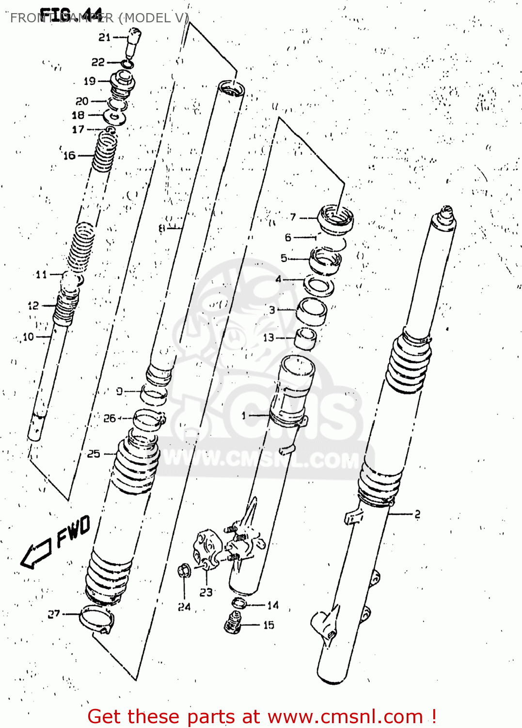 FRONT DAMPER (MODEL V) DR350SE 1997 (V) USA (E03)