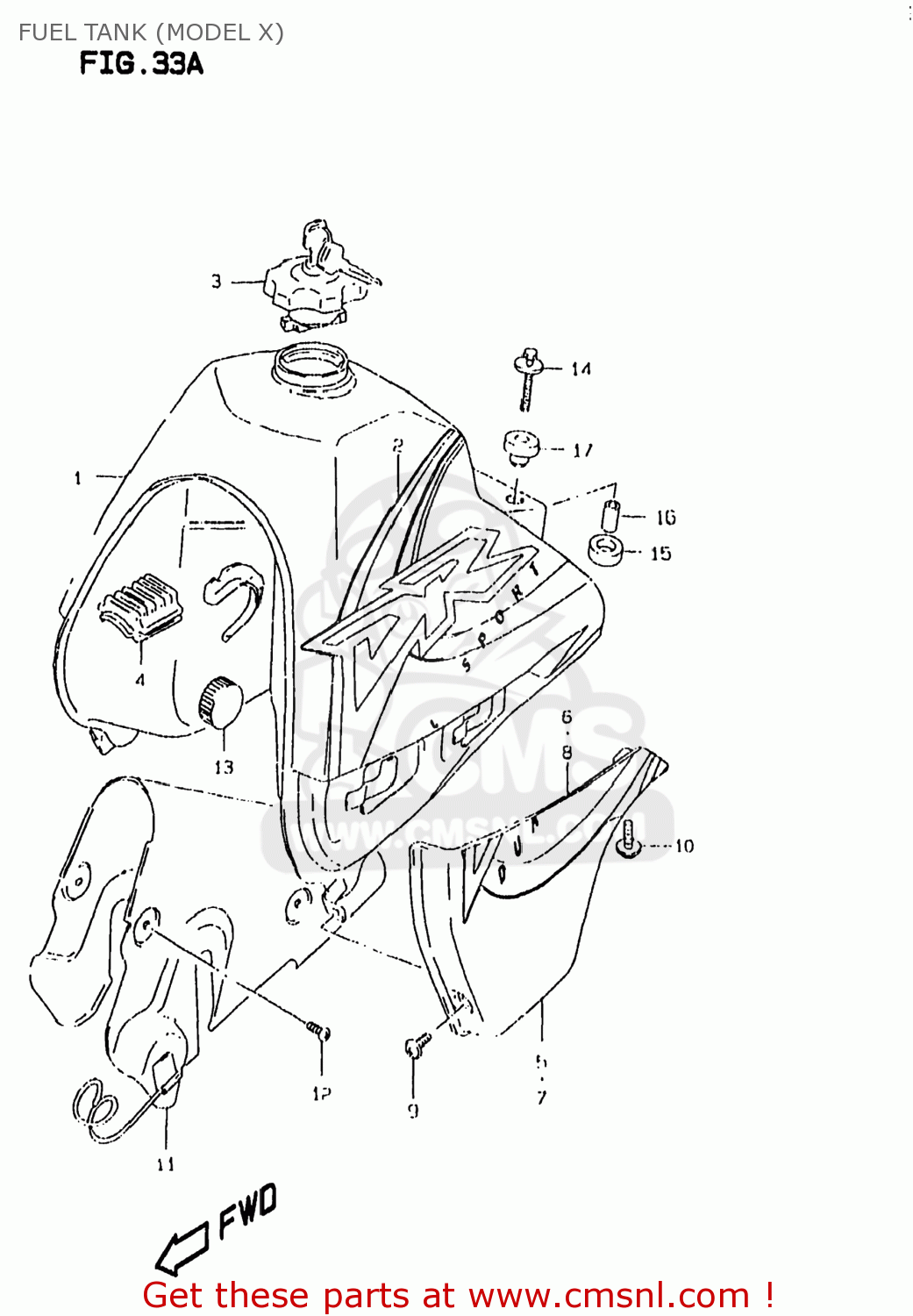 FUEL TANK (MODEL X) DR350SE 1997 (V) USA (E03)