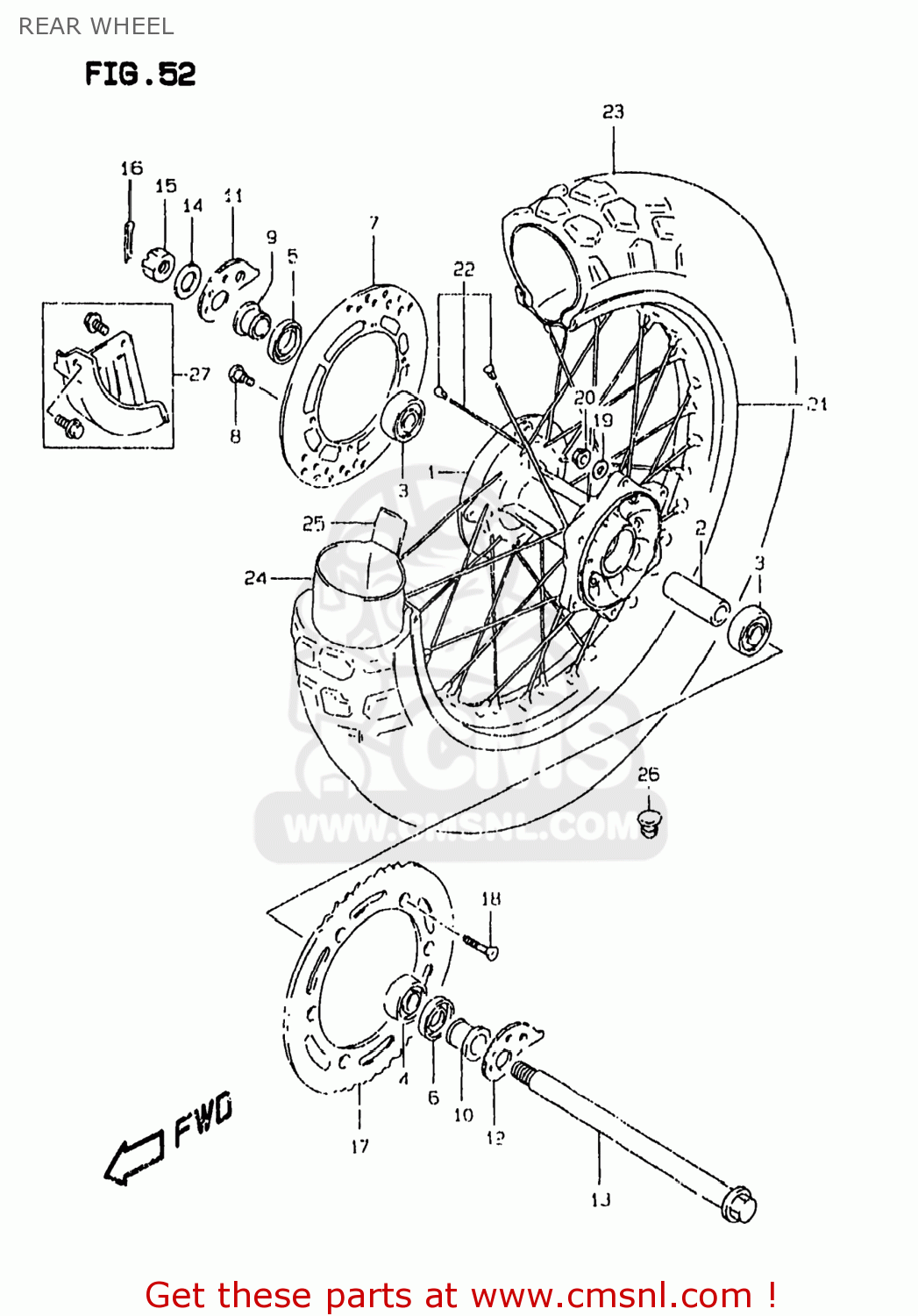 REAR WHEEL DR350SE 1997 (V) USA (E03)