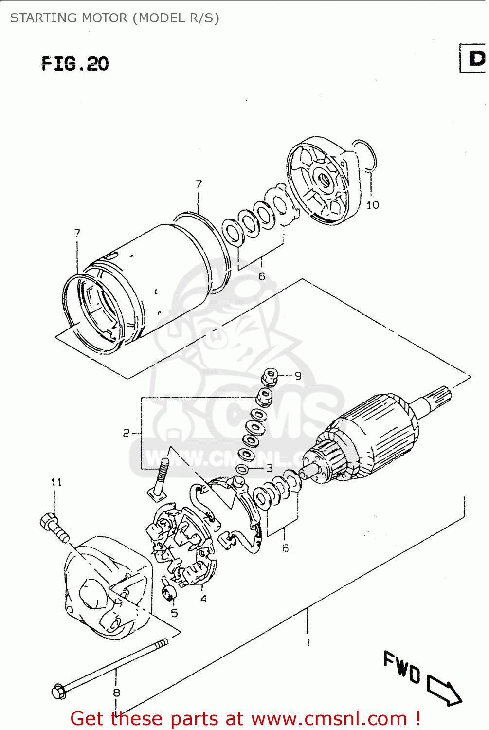 STARTING MOTOR (MODEL R/S) DR350SE 1997 (V)