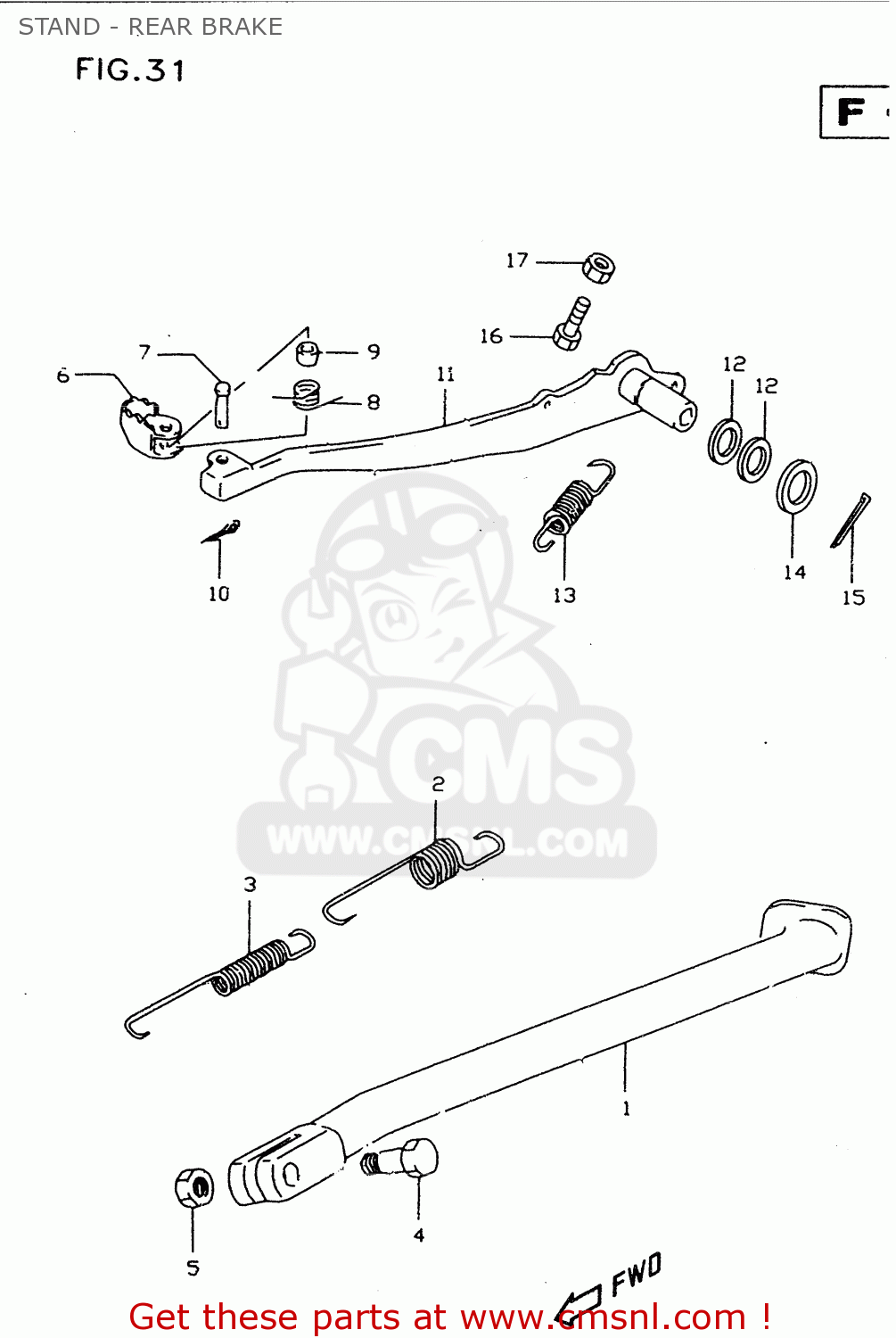 STAND - REAR BRAKE DR350SE 1997 (V)