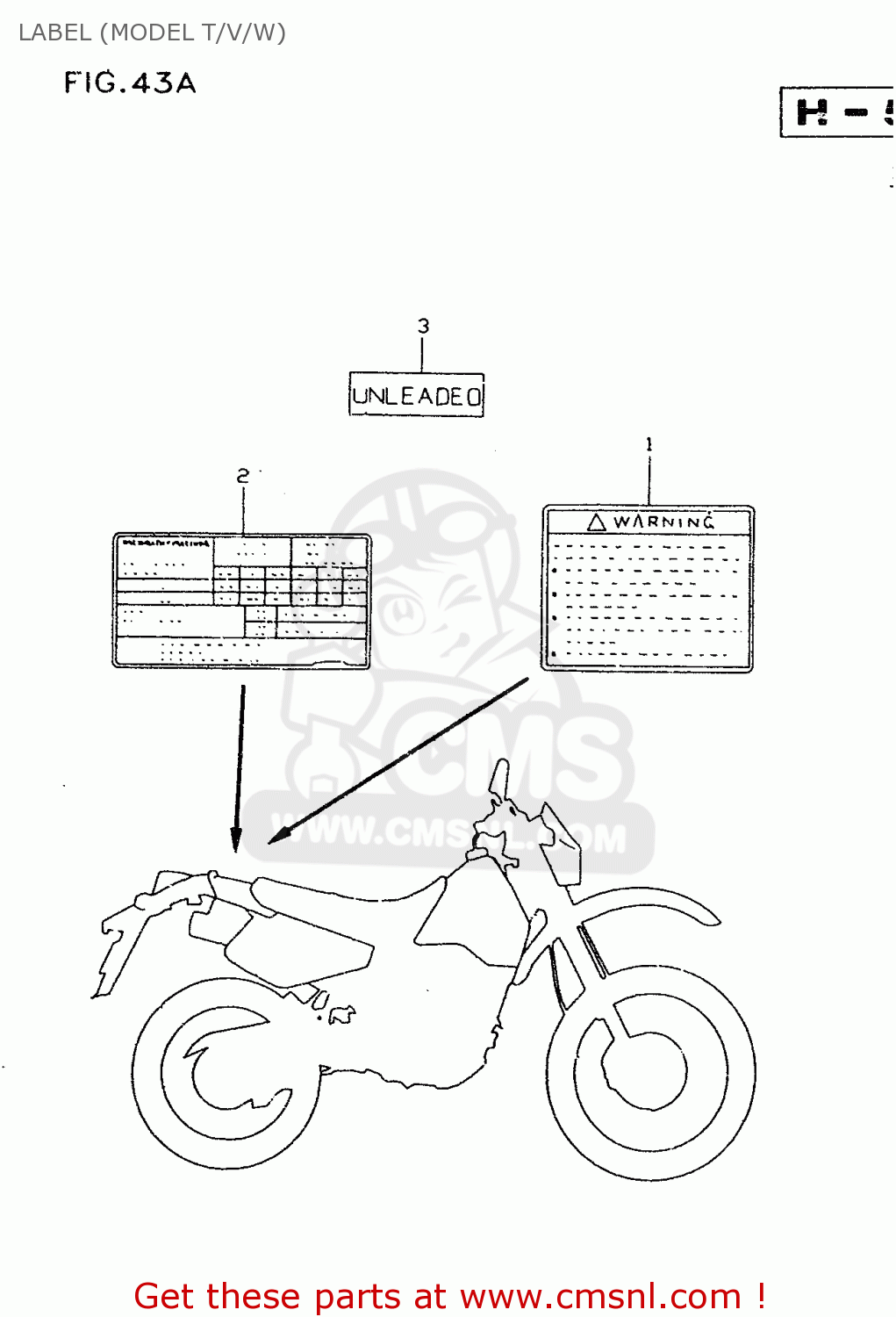 LABEL (MODEL T/V/W) DR350SE 1997 (V)