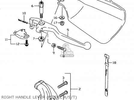 RIGHT HANDLE LEVER (MODEL R/S/T) - DR350SE 1997 (V)