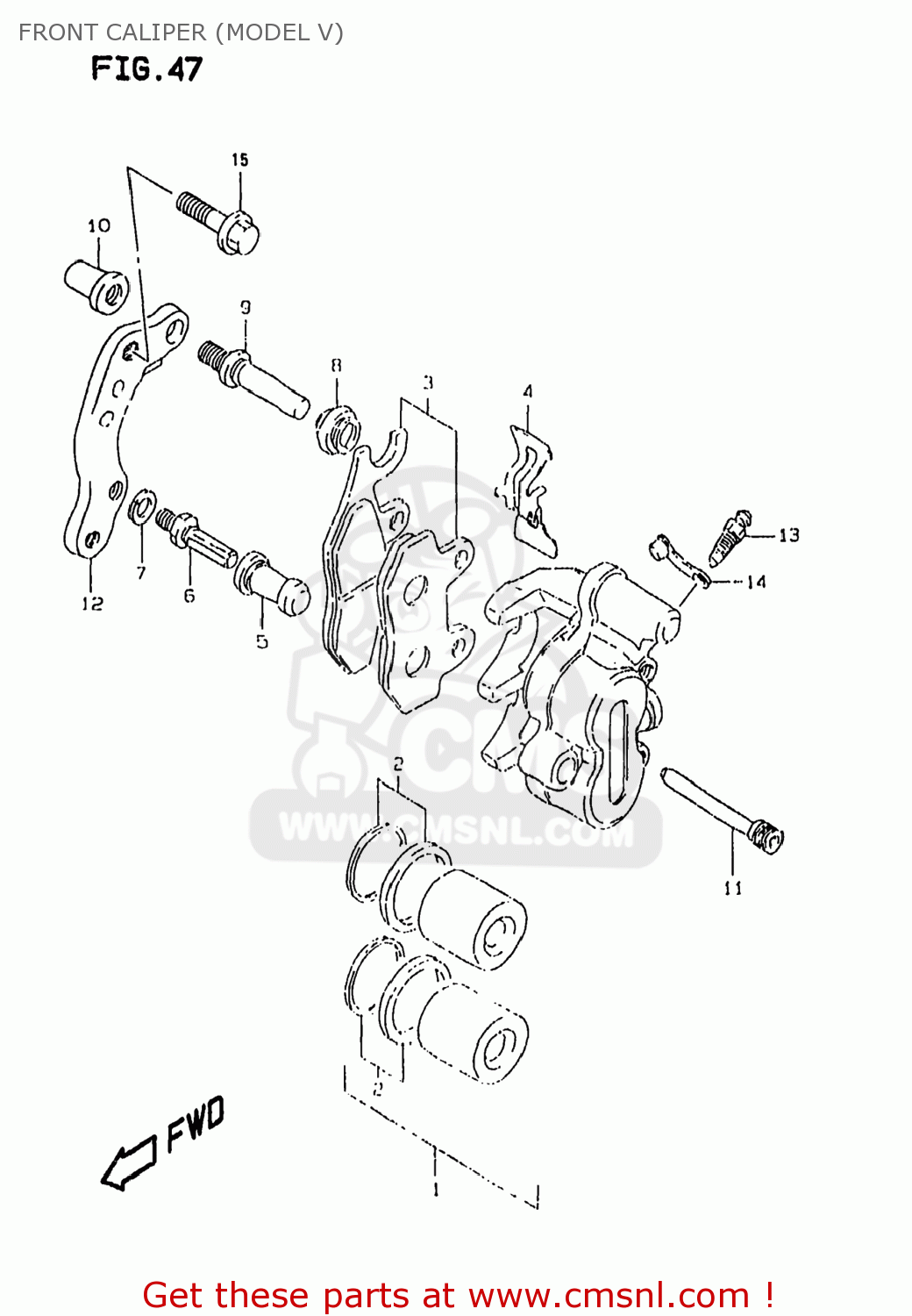 FRONT CALIPER (MODEL V) DR350SE 1998 (W) USA (E03)