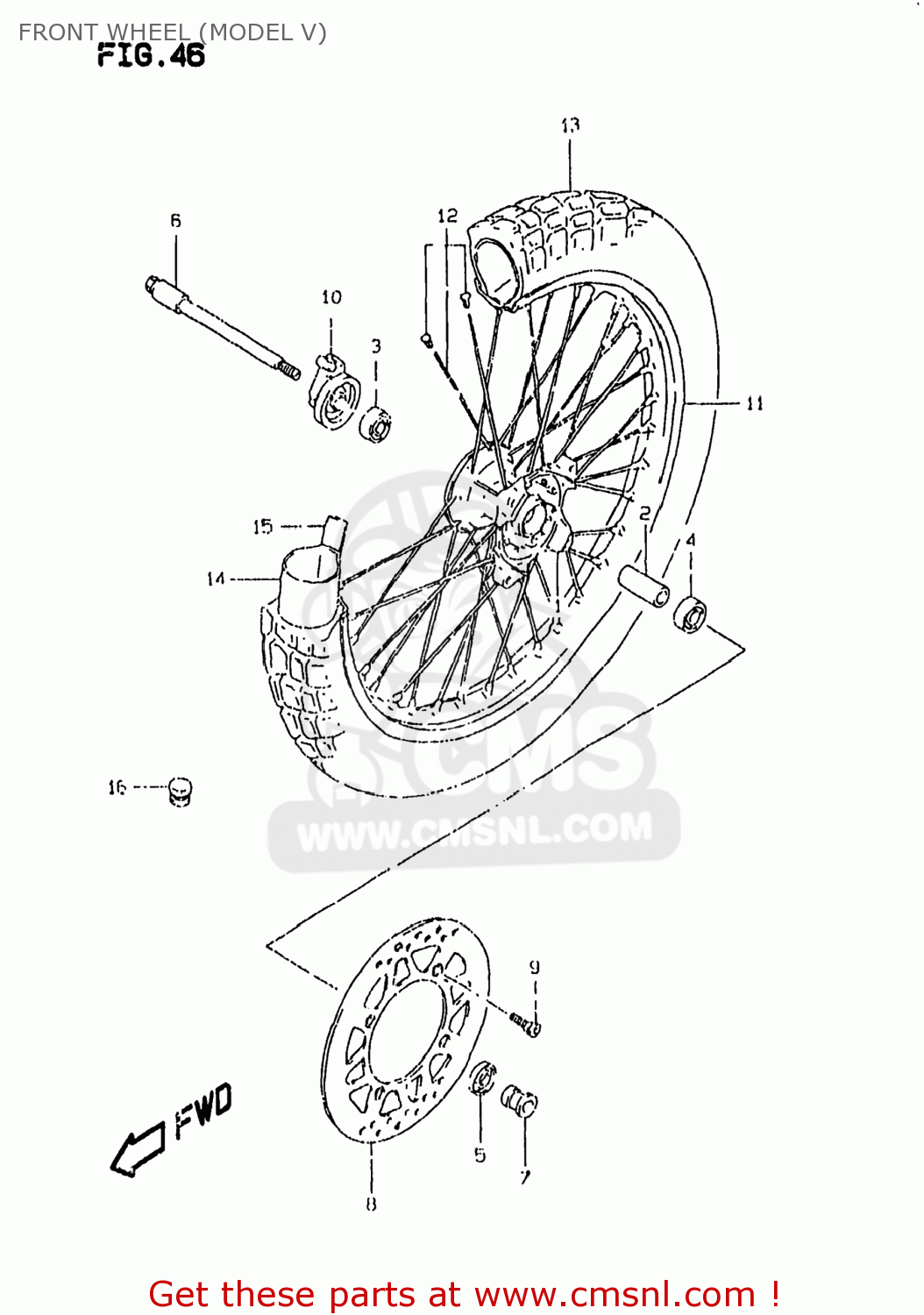 FRONT WHEEL (MODEL V) DR350SE 1998 (W) USA (E03)