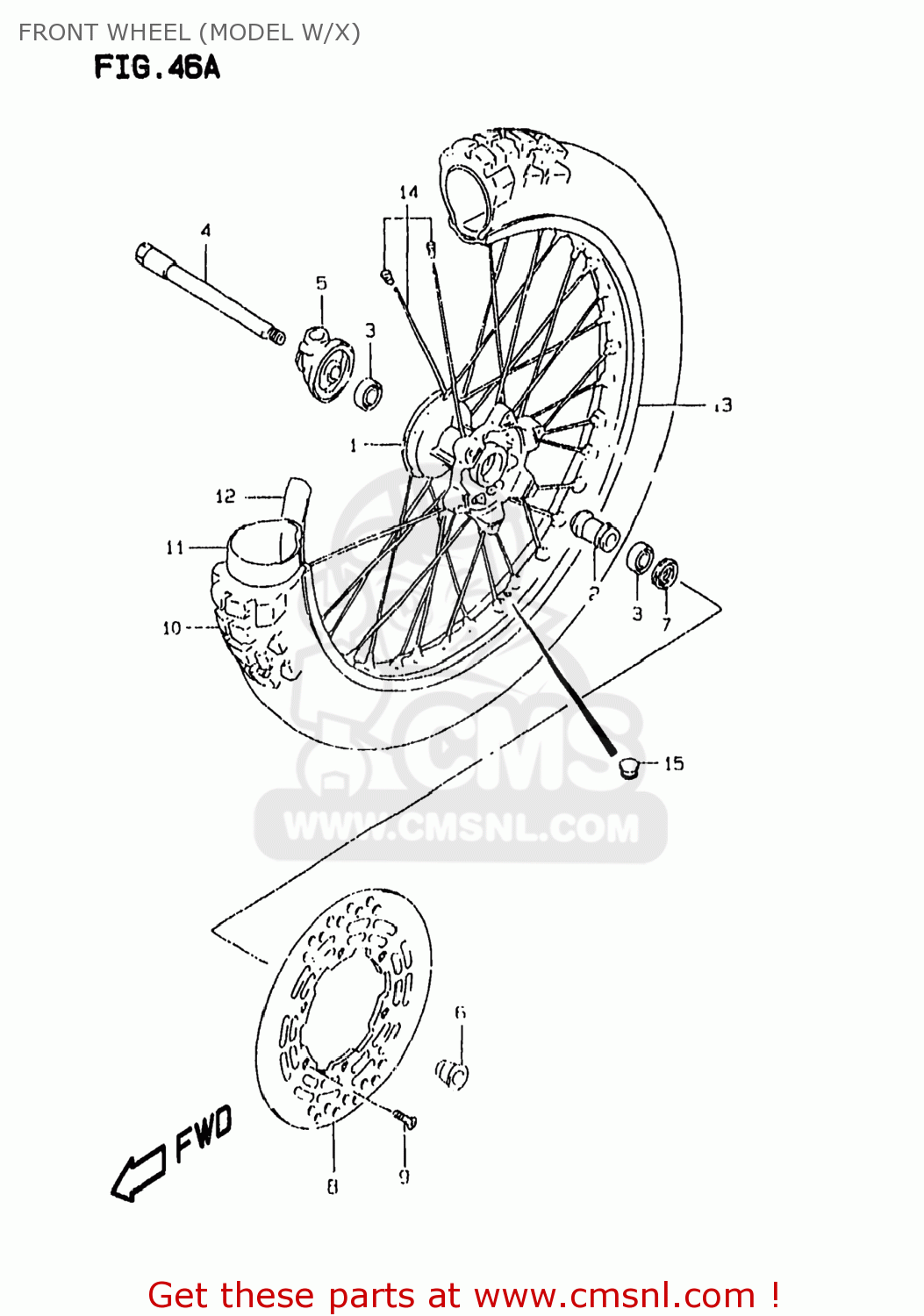 FRONT WHEEL (MODEL W/X) DR350SE 1998 (W) USA (E03)