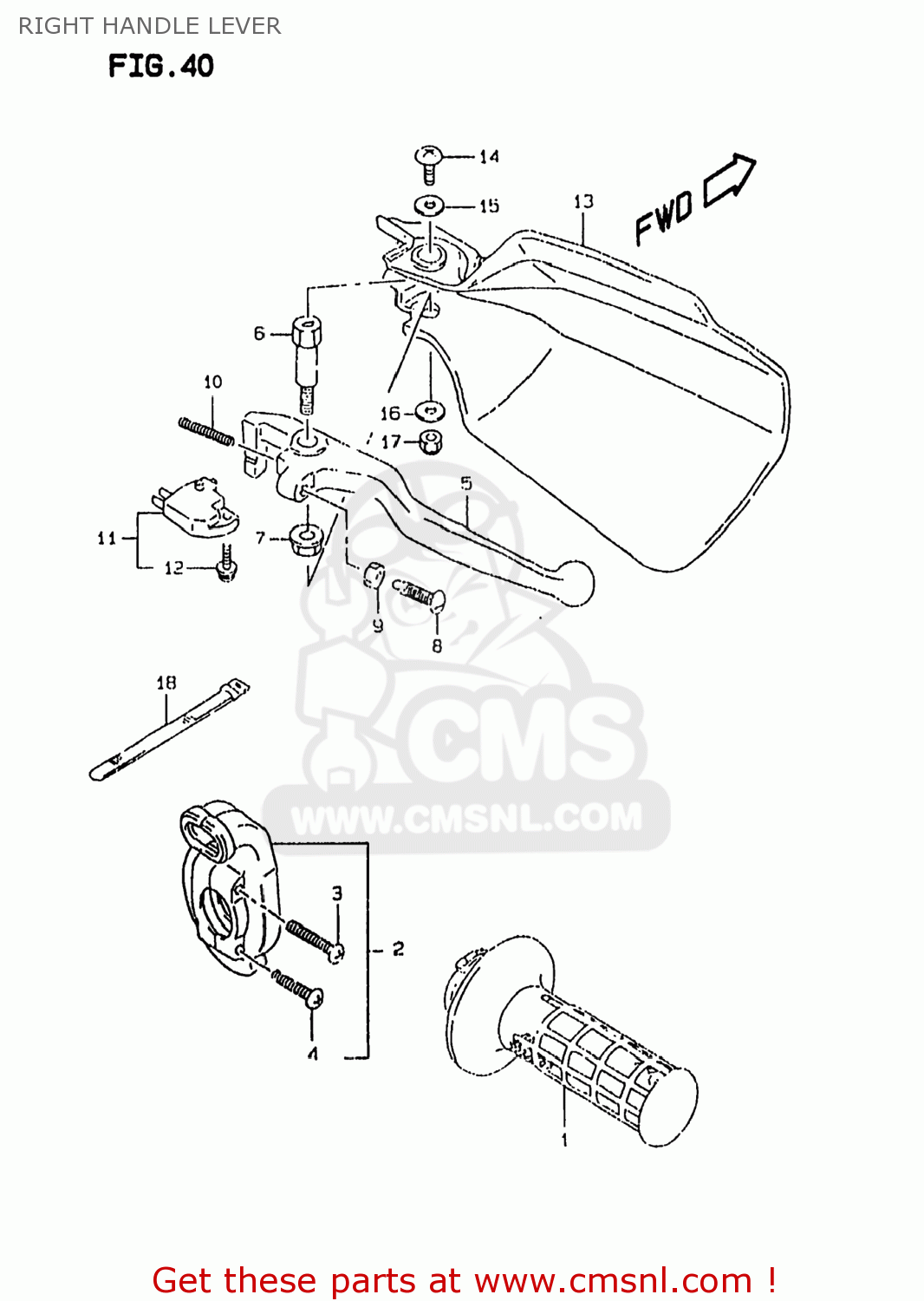 RIGHT HANDLE LEVER DR350SE 1998 (W) USA (E03)