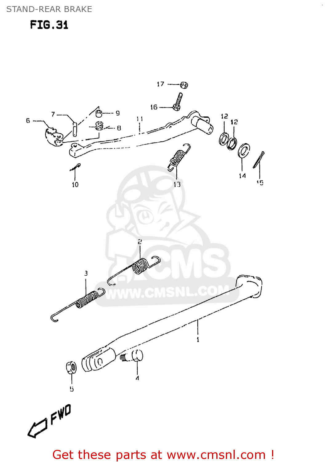 STAND-REAR BRAKE DR350SE 1998 (W) USA (E03)