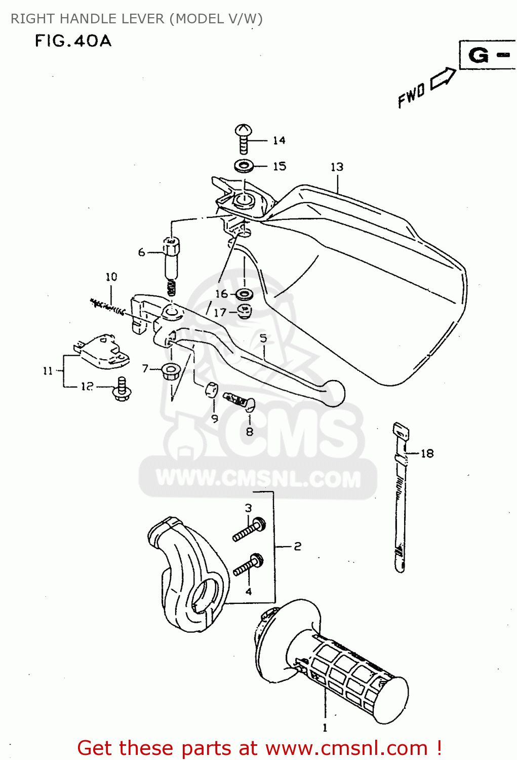 RIGHT HANDLE LEVER (MODEL V/W) DR350SE 1998 (W)