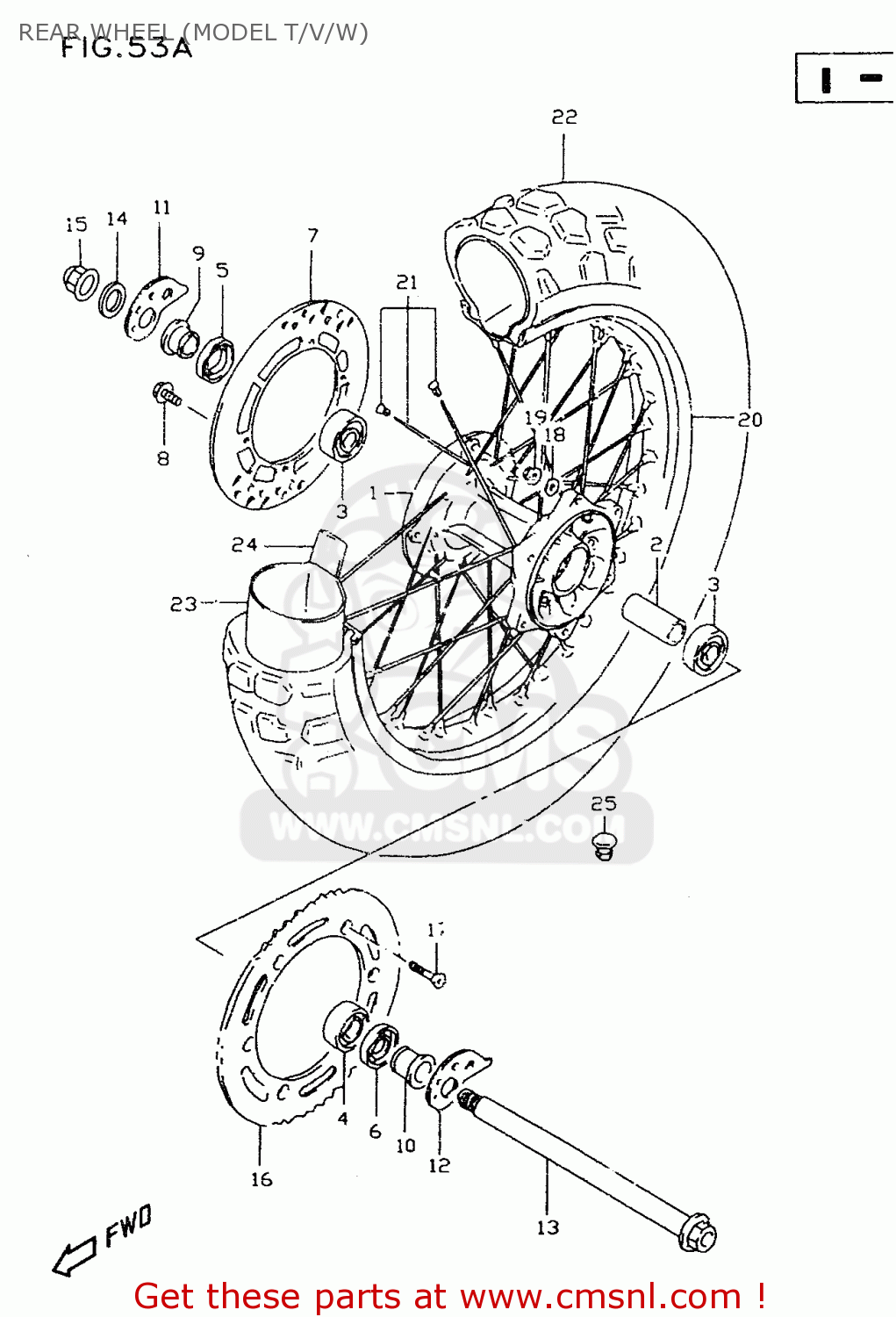 REAR WHEEL (MODEL T/V/W) DR350SE 1998 (W)