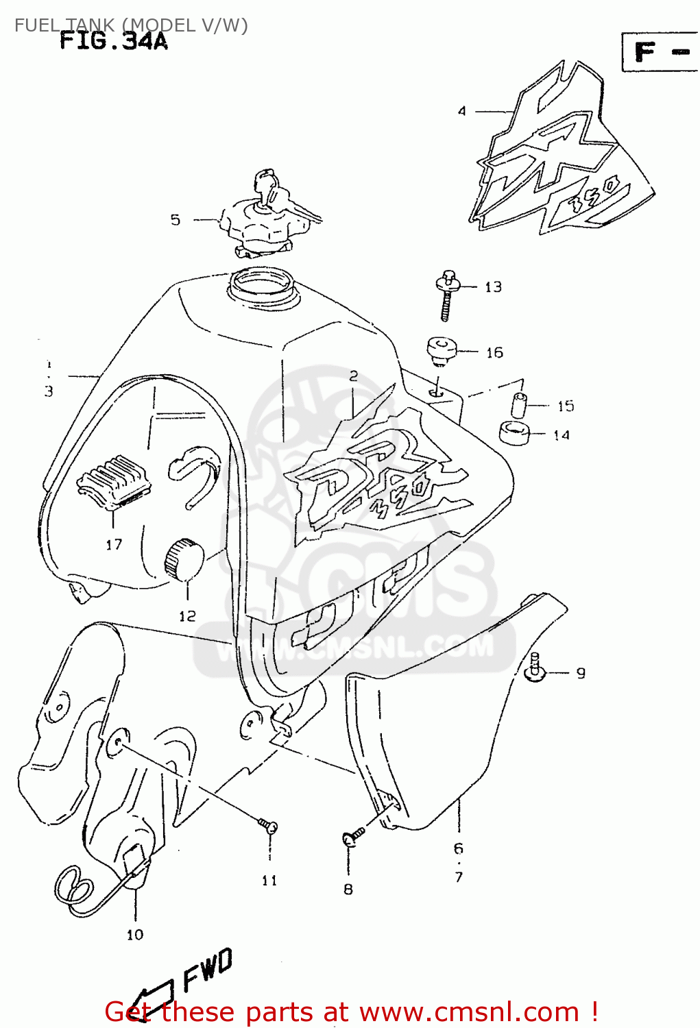 FUEL TANK (MODEL V/W) DR350SE 1998 (X)