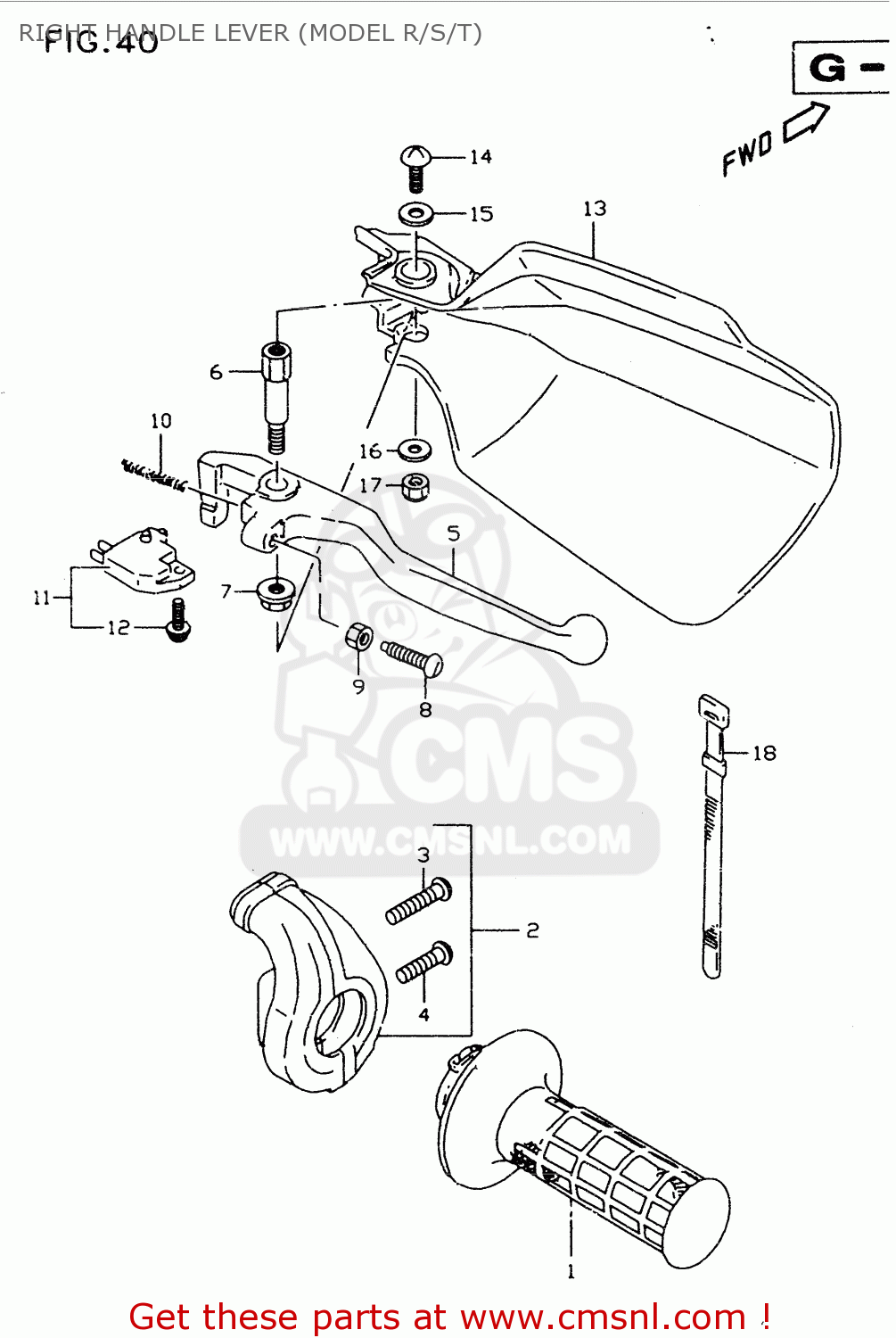 RIGHT HANDLE LEVER (MODEL R/S/T) DR350SE 1998 (X)
