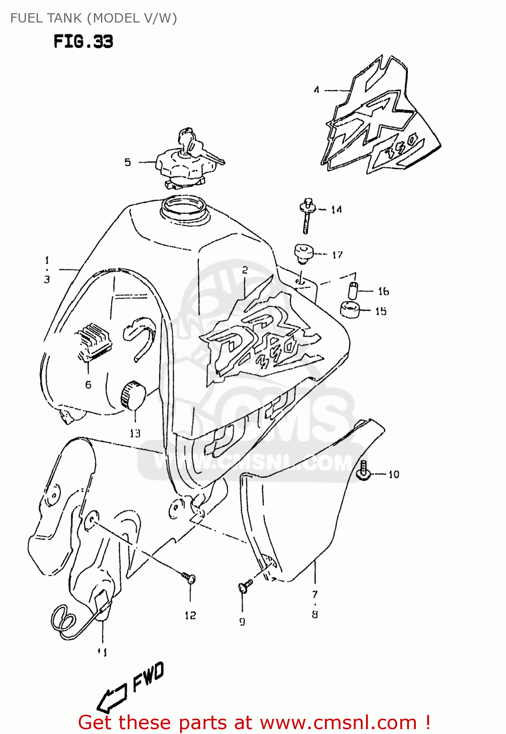 FUEL TANK (MODEL V/W) DR350SE 1999 (X) USA (E03)
