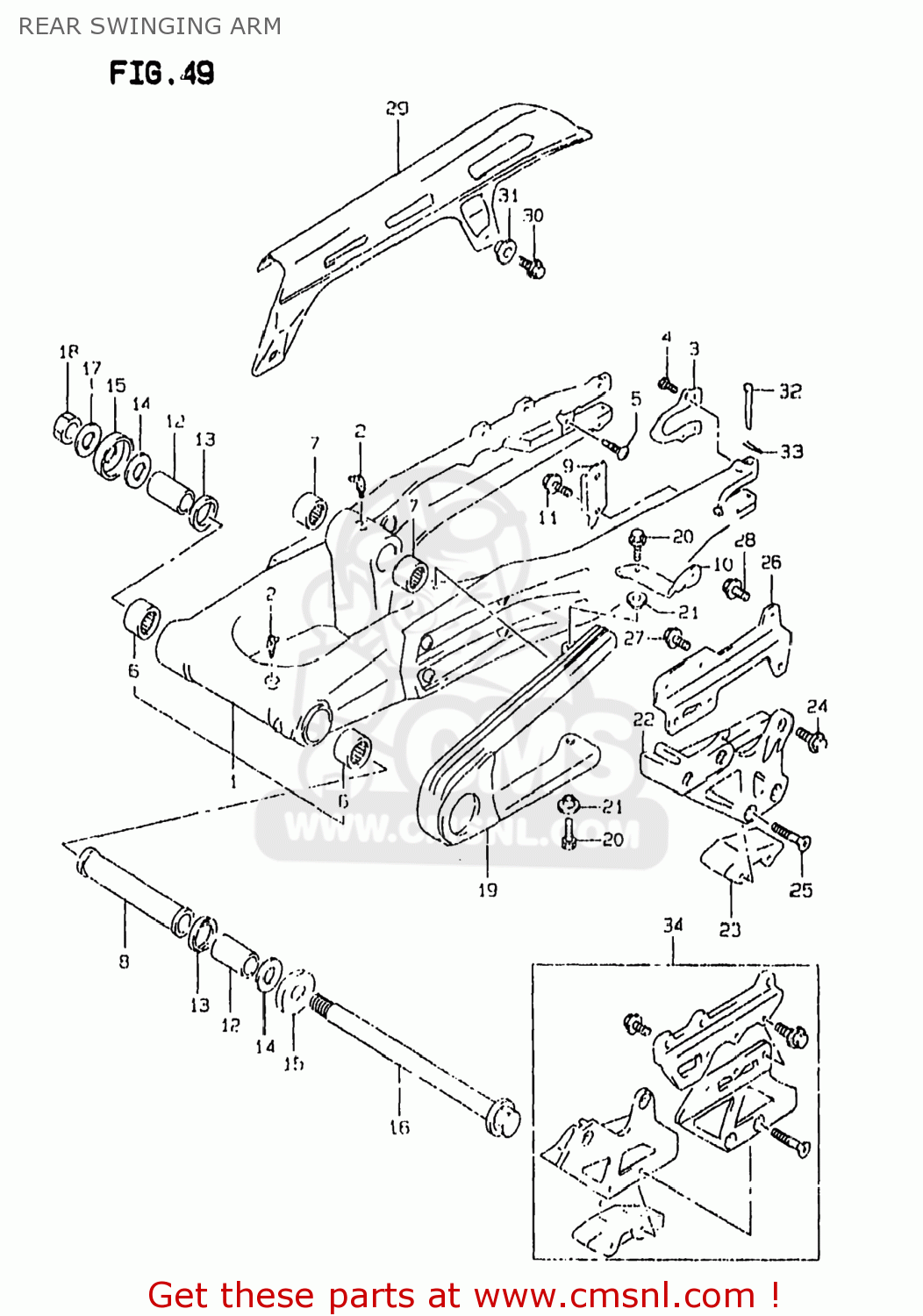 REAR SWINGING ARM DR350SE 1999 (X) USA (E03)