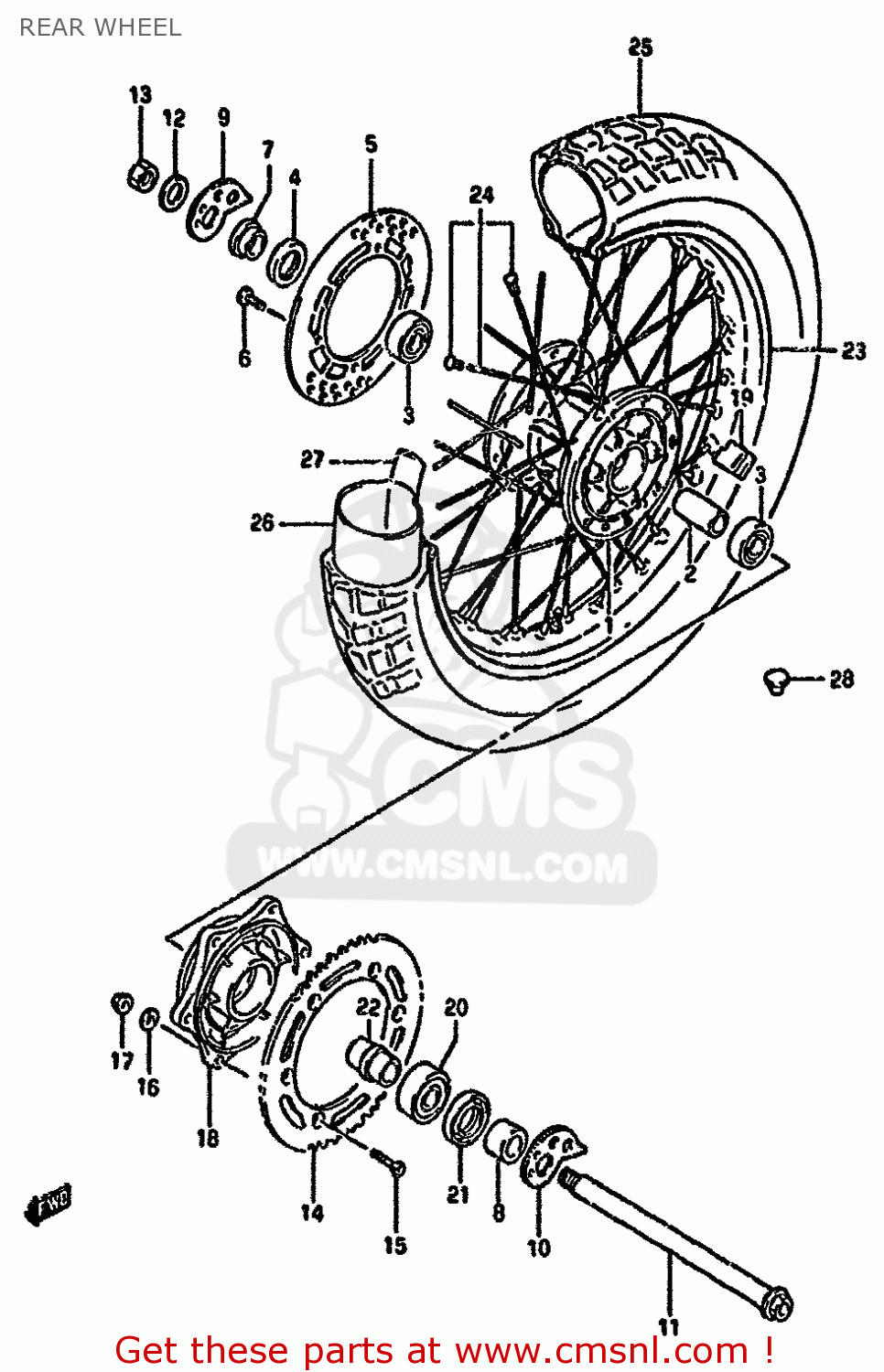 REAR WHEEL DR350SH 1993 (P) (E04 E18 E21 E22)